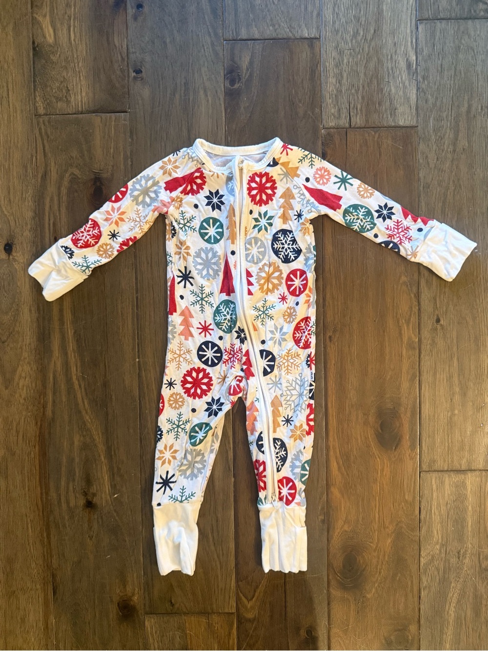 Little Sleepies Modern & Merry print with functional 2 way zipper